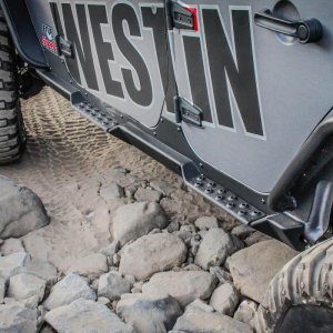 Jeep Wrangler Unlimited Rock Slider Steps - Westin - Snyper - Textured Black - `07-`17