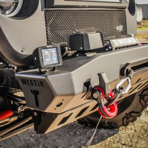 Jeep Wrangler Bumper - Front - Westin - WJ2 Stubby Front Bumper w/Bull Bar - Textured Black - `18-`22