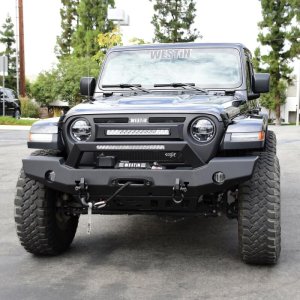 Jeep Wrangler Bumper - Front - Westin - WJ2 Full Width w/LED Light Bar Mount - Textured Black - `18-`20