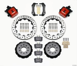 Ford Mustang Brake Kit - Rear - Wilwood - 12.88in Drilled Rotors + BP-10 Pads - Red - `94-`04