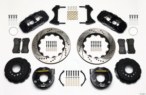 Ford Mustang Brake Kit - Rear - Wilwood - AERO4 with 14.00in Drilled Rotors + BP Compound Pads - `05-`14 Ford Mustang Brake Kit - Rear - Wilwood - AERO4 with 14.00in Drilled Rotors + BP Compound Pads - `05-`14