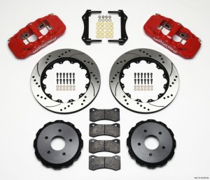 Chevrolet Corvette C5 Brake Kit - Rear - Wilwood - AERO4 Kit + 14.00in Drilled Rotors + BP-10 Pads - Red - `97-`04