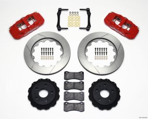Chevrolet Camaro Brake Kit - Rear - Wilwood - AERO4 14.25in 'Oversized Rotors + W4AR Calipers + BP-10 Compound Pads' - Red - `10-`15 Chevrolet Camaro Brake Kit - Rear - Wilwood - AERO4 14.25in 'Oversized Rotors + W4AR Calipers + BP-10 Compound Pads' - Red - `10-`15