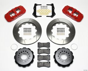 Chrysler 300C Brake Kit - Rear - Wilwood - AERO4 Calipers + BP-10 Pads + 14.25in Rotors - Red - `06-`10 Chrysler 300C Brake Kit - Rear - Wilwood - AERO4 Calipers + BP-10 Pads + 14.25in Rotors - Red - `06-`10