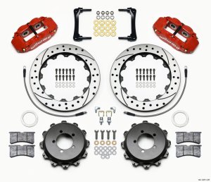Scion FRS Brake Kit - Rear - Wilwood - Narrow Superlite 4R + 12.88in Drilled Rotors + BP-10 Pads - Red - `12-`27