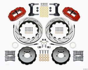 Subaru WRX Brake Kit - Front - Wilwood - 14.00in Drilled Rotors + FNSL6R Calipers - Red - `99-`12