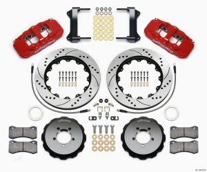 Subaru WRX Brake Kit - Front - Wilwood - AERO6 Calipers + 14.00” Drilled Rotors + Lines - Red - `99-`12