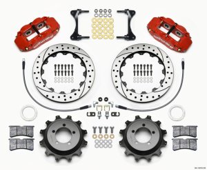 Subaru WRX Brake Kit - Rear - Wilwood - FNSL4R 12.88in Drilled + BP-10 Pads - Red - `99-`05
