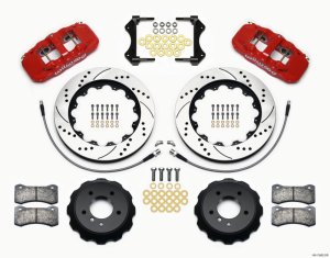 BMW 3 Series Big Brake Kit - Front - Wilwood - AERO6, 14.00 x 1.25 in Drilled Rotors, Hat Kit, w/Lines - Red - `07-`11 BMW 3 Series Big Brake Kit - Front - Wilwood - AERO6, 14.00 x 1.25 in Drilled Rotors, Hat Kit, w/Lines - Red - `07-`11