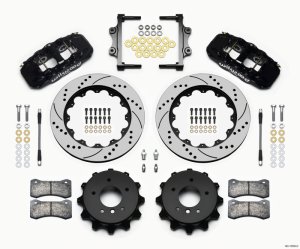 BMW 3 Series Big Brake Kit - Rear - Wilwood - AERO4, W4AR Calipers, 14.00 x 1.10 in Drilled Rotors, BP-10 Pads, with Lines - Black - `07-`11