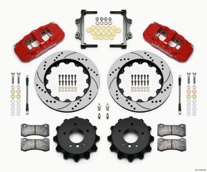 BMW 3 Series Big Brake Kit - Rear - Wilwood - AERO4 Big Brake with 14.00 x 1.10 in Drilled Rotors, Red W4AR Calipers, BP-10 Pads, with Lines - Red - `07-`11 BMW 3 Series Big Brake Kit - Rear - Wilwood - AERO4 Big Brake with 14.00 x 1.10 in Drilled Rotors, Red W4AR Calipers, BP-10 Pads, with Lines - Red - `07-`11