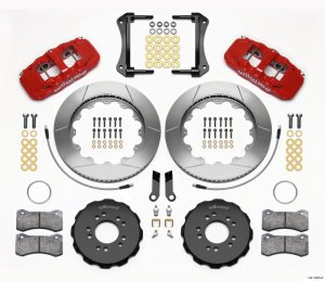 Ford Mustang Brake Kit - Front - Wilwood - AERO6 14.00 Rotors w/BMR Suspension - Red - `05-`14