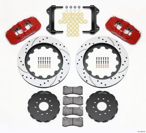Chevrolet Corvette Brake Kit - Front - Wilwood - AERO6 Calipers + 15.00 Drilled Rotors - Red - `97-`04