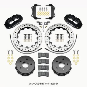 Jeep JK Brake Kit - Rear - Wilwood - Narrow Superlite 4R Calipers + BP-10 Pads + 12.88in Drilled Rotors - `07-`18