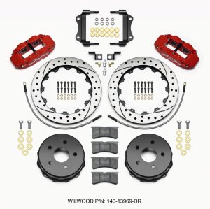 Jeep JK Brake Kit - Rear - Wilwood - Wilwood Narrow Superlite 4R 12.88in Drilled Rotors + BP-10 Pads - Red - `07-`18