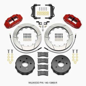 Jeep JK Brake Kit - Rear - Wilwood - Superlite 4R + BP-10 Pads + 12.88in Rotors - Red - `07-`18