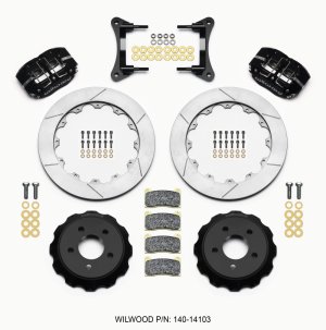 Ford Mustang Brake Kit - Front - Wilwood - Dynapro Radial + GT48 Directional Vane Spec 37 Alloy Rotors + BP-20 Compound SmartPads - `15-`23