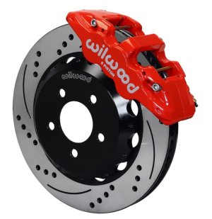 Chevrolet Camaro Brake Kit - Front - Wilwood - AERO6 + 14.00 Drilled Rotors - Red - `16-`19 Chevrolet Camaro Brake Kit - Front - Wilwood - AERO6 + 14.00 Drilled Rotors - Red - `16-`19