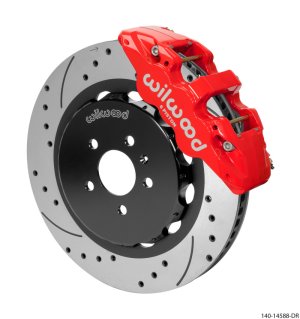 Audi A4 Brake Kit - Front - Wilwood - AERO6 15.00in Drilled & Slotted Rotors - Red - `08-`12