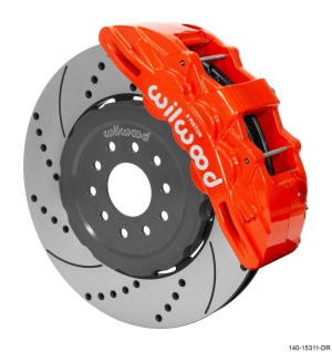 Chevrolet Corvette Brake Kit - Front - Wilwood - 15in SRP Slotted/Drilled Rotors - Red - `05-`13