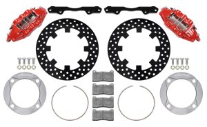 Polaris RZR XP 1000 Brake Kit - Front - Wilwood - 11.25in Drilled Rotors - Red - `14-`27