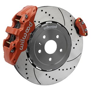 Chevrolet Corvette Brake Kit - Rear - Wilwood - Aero4 Drilled & Slotted - Red - `20-`23