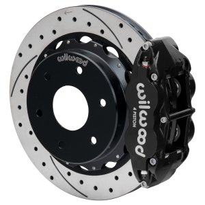 Audi A4 Brake Kit - Rear - Wilwood - FNSL4R + 12.88in Drilled & Slotted Rotor - Black - `03-`08
