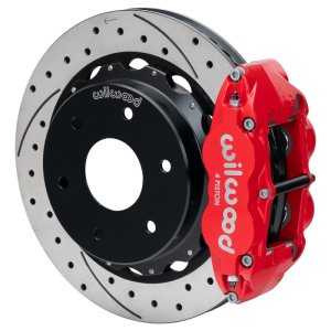 Audi A4 Brake Kit - Rear - Wilwood - FNSL4R 12.88in Drilled & Slotted Rotor - Red - `03-`08