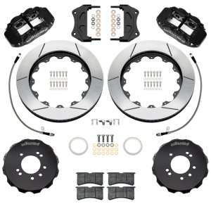 Nissan Skyline Brake Kit - Front - Wilwood - Superlite 6R + 14in Slotted Rotors + Flexlines - Black - `99-`02