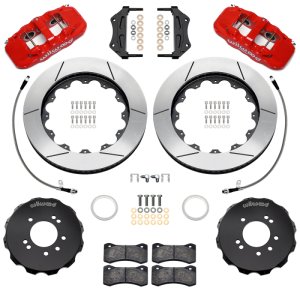 Nissan Skyline Brake Kit - Front - Wilwood - Aerolite 6R + 14.00in Slotted Rotors + Flexlines - Red - `99-`02