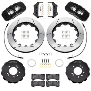 Nissan Skyline Brake Kit - Front - Wilwood - Aerolite 6R + 14in Slotted Rotors + Flexlines - Black - `99-`02