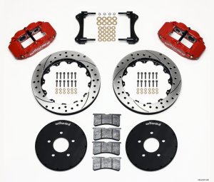 Ford Mustang Brake Kit - Front - Wilwood - Narrow Superlite 6R + Drilled 12.88in Rotors - Red - `94-`04 Ford Mustang Brake Kit - Front - Wilwood - Narrow Superlite 6R + Drilled 12.88in Rotors - Red - `94-`04
