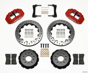 Ford Mustang Brake Kit - Front - Wilwood - Narrow Superlite 6R + Drilled Rotors - Red - `05-`14