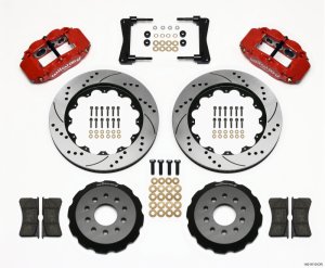 Ford Mustang Brake Kit - Front - Wilwood - Narrow Superlite 6R + 14.00in Drilled Rotors - Red - `05-`14