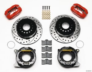 Ford Mustang Brake Kit - Rear - Wilwood - Forged Dynalite with Drilled Rotors - Red - `05-`14
