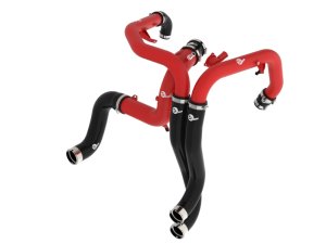 Ford Ranger Charge Pipe Kit - Hot Side + Cold Side - aFe - BladeRunner Aluminum, Hot & Cold; 2-1/4 in Hot Side & 3 in Cold Side; Factory-Style Quick-Connects - Textured Red - `24-`25