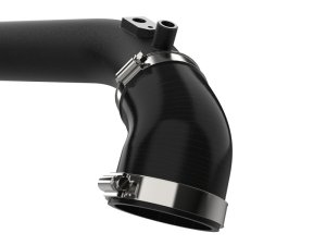 Jeep Wrangler Intercooler Charge Pipe - aFe - BladeRunner 2-1/2 IN Aluminum Hot Charge Pipe - Wrinkle Black - `24-`25