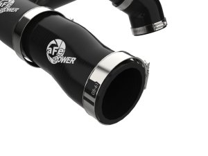 Jeep Wrangler Intercooler Charge Pipe - aFe - BladeRunner 2-1/2 IN Aluminum Hot Charge Pipe - Wrinkle Black - `24-`25