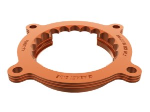 Ford Mustang Throttle Body Spacer Kit - aFe - Silver Bullet, Serrated/Helix - Bright Orange - `24-`25