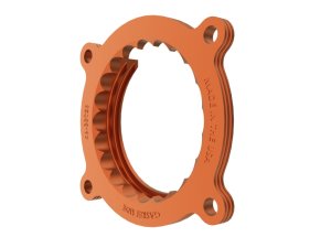 Ford Mustang Throttle Body Spacer Kit - aFe - Silver Bullet, Serrated/Helix - Bright Orange - `24-`25