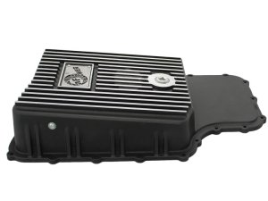 Ford Super Duty Trucks Transmission Pan - aFe - Pro Series - Black with Machined Fins - `11-`14