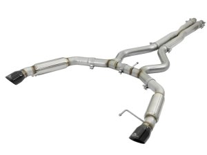 Ford Mustang Performance Exhaust - aFe - MACH Force-Xp 304 Stainless Steel Cat-Back w/ Muffler and X-Pipe - Black - `15-`17