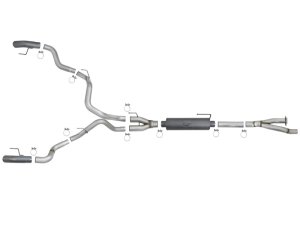 Ford F-150 Raptor Performance Exhaust - Dual Rear Exit - aFe - MACH Force-Xp Cat-Back w/ Dual Hi-Tuck Tips - Black - `17-`18