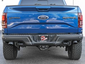 Ford F-150 Raptor Performance Exhaust - Dual Rear Exit - aFe - MACH Force-Xp Cat-Back w/ Dual Hi-Tuck Tips - Black - `17-`18