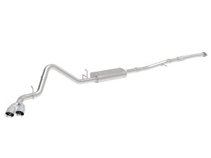 GMC Sierra 1500 Performance Exhaust - Rear Side-Exit - aFe - Vulcan Series 3 IN 304 Stainless Steel Cat-Back w/ Polished Tips - `19-`25