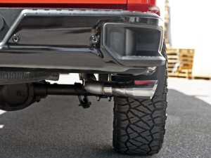 GMC Sierra 1500 Performance Exhaust - Rear Side-Exit - aFe - Vulcan Series 3 IN 304 Stainless Steel Cat-Back w/ Polished Tips - `19-`25