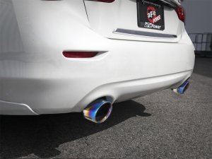 Infiniti Q50 Performance Exhaust - Rear - aFe - Axle Back - Blue Flame Tips - `16-`18