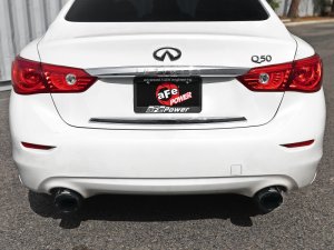 Infiniti Q50 Performance Exhaust - Rear - aFe - Takeda 2.5in 304 SS Cat-Back w/ Black Tips - Black - `16-`18