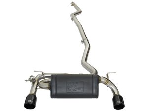 BMW 3 Series Performance Exhaust - aFe - MACH Force-Xp Cat-Back, Dual 4 in Gloss Black Tips, 304 Stainless Steel, Factory-Style Valve - Gloss Black - `16-`20