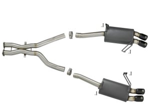 BMW M Coupe Performance Exhaust - Rear - aFe - MACH Force-Xp Cat Back - Black - `05-`08